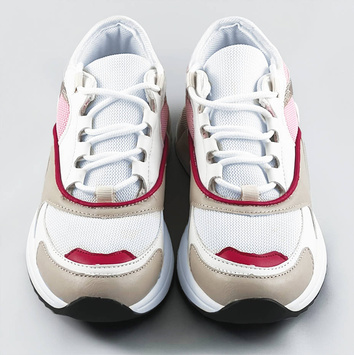 Sznurowane sneakersy z kolorowymi wstawkami różowe (6346)