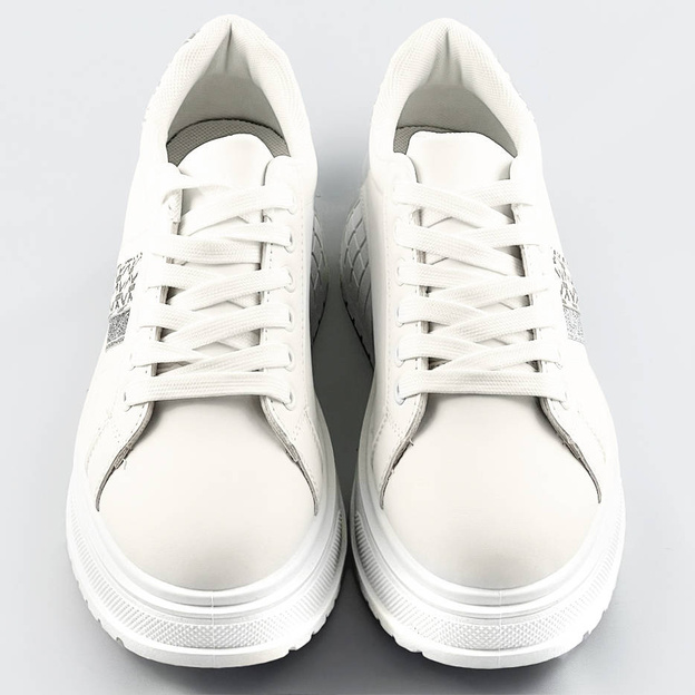 Sneakersy na grubej podeszwie białe (ad-576)
