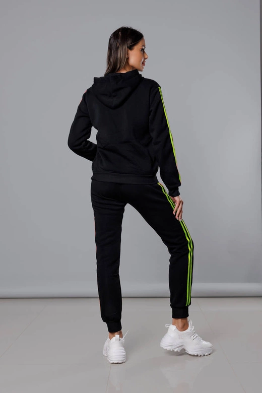 Dres damski z lampasami czarny-limonka (KK0057)