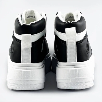 Damskie sneakersy za kostkę biało-czarne (ms-52)