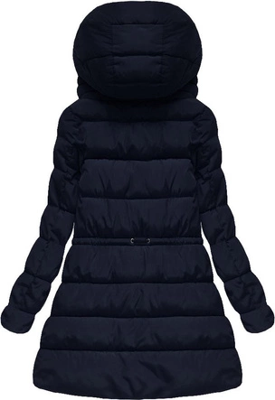 PIKOWANA KURTKA Z BROSZKĄ GRANATOWA (W600)