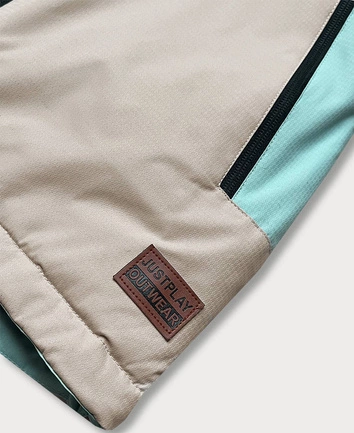 KURTKA NARCIARSKA DAMSKA MIĘTOWO - BEŻOWA (B2382)