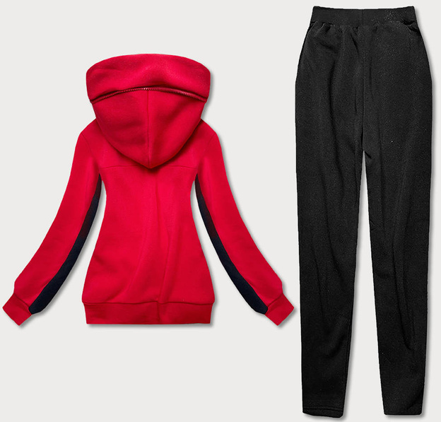 Dres damski bluza + spodnie czerwono-czarny (AMG808/1)