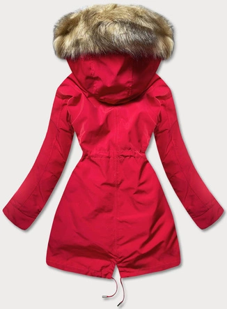 Ciepła kurtka zimowa damska czerwony/ecru (w629big)