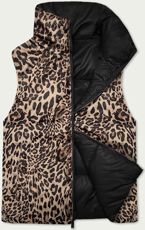 Dwustronna krótka kamizelka S'West czarny-panterka (B8346-1)