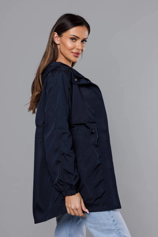 Cienka kurtka damska na podszewce granatowa (B8119-3)