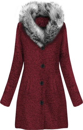 KRÓTKI PŁASZCZ ZIMOWY ZE STÓJKĄ BORDOWY (536/2ART)