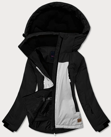 KURTKA NARCIARSKA DAMSKA CZARNO-SZARA (B2382)