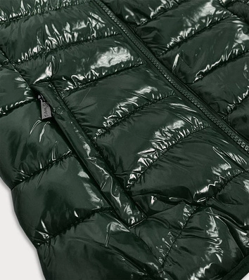 BŁYSZCZĄCY BEZRĘKAWNIK ZE STÓJKĄ DAMSKI ZIELONY (B0108)