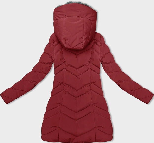 Damska kurtka zimowa na futerku czerwona (LHD-23023)