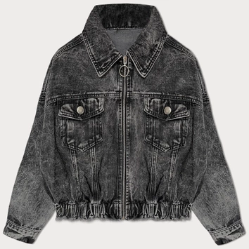 Jeansowa damska kurtka oversize czarna (POP7115K-POP7106K)
