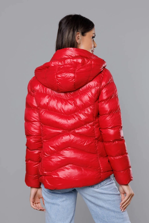 Krótka kurtka zimowa damska czerwona (23066-(270)(1))