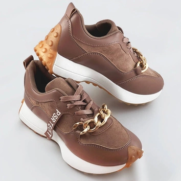 Buty sportowe z łańcuchem brązowe (n-206)