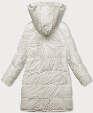 Gruba dwustronna kurtka zimowa damska brąz-ecru (V767)