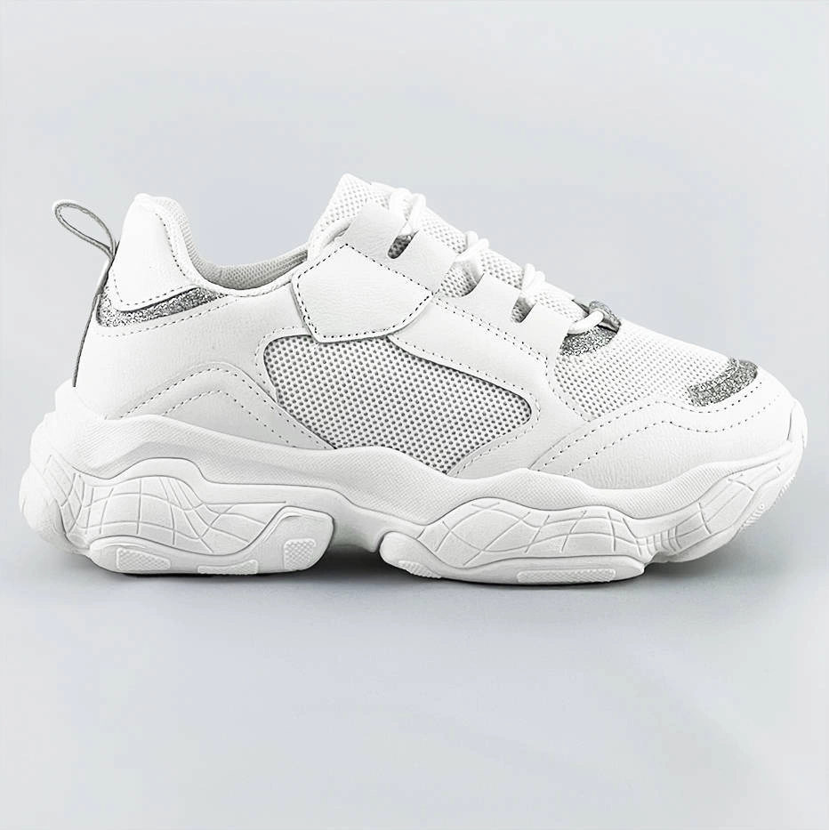 Sznurowane sneakersy damskie białe (172)