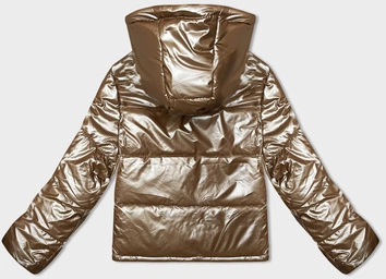 Krótka kurtka damska oversize beżowa (5M3193-84)