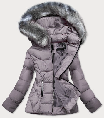 PIKOWANA KURTKA ZIMOWA Z KAPTUREM SZARA (B-9903)