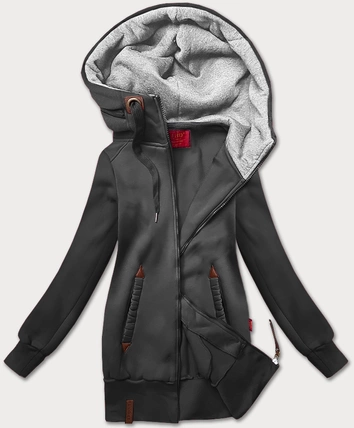 Gładka bluza damska z kapturem LHD grafitowa (AMG169)