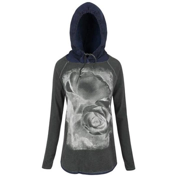 BLUZA Z BŁYSZCZĄCĄ RÓŻĄ GRAFITOWA (5092)