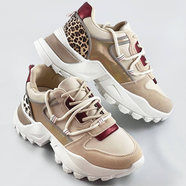 Buty sportowe damskie z motywem zwierzęcym beżowe (viv1038)