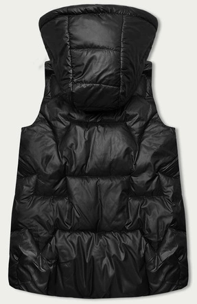 Bezrękawnik damski z kapturem czarny (B8171-1)