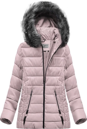 PIKOWANA KURTKA Z KAPTUREM JASNORÓŻOWA (R9505)