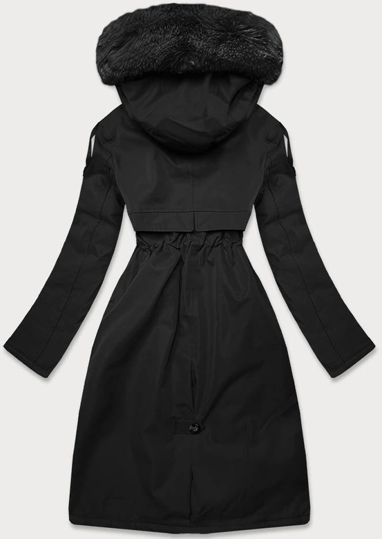 ZIMOWA DAMSKA PARKA BAWEŁNIANA CZARNA (FM03-B1)