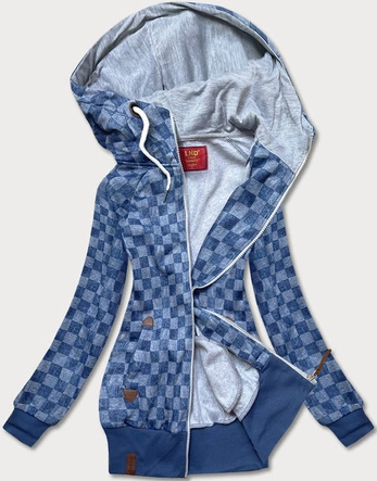 Sportowa bluza w kratkę niebieska (amg-62)