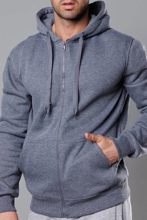 Rozpinana bluza męska z kapturem ciemnoszara (68B2008-5)