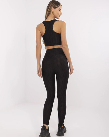 Sportowy komplet top i legginsy czarny (5448)