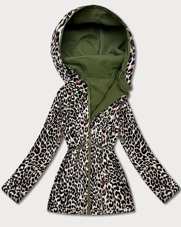 Dwustronna kurtka parka Goodlookin zielona panterka (KK60424-2#)