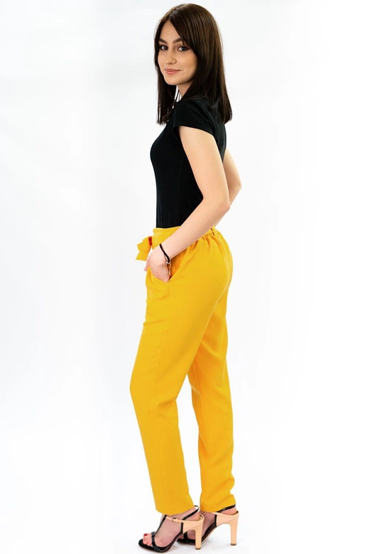 SPODNIE CHINOS Z PASKIEM ŻÓŁTE (295ART)