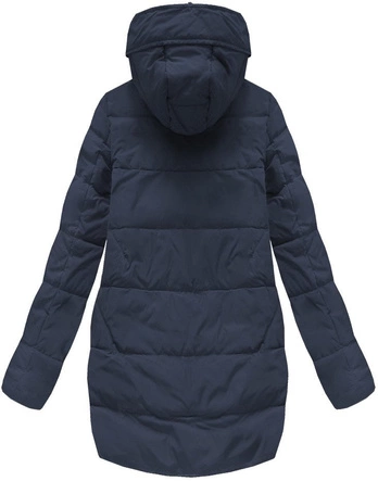 KURTKA Z PUCHEM NATURALNYM GRANATOWA (8071)