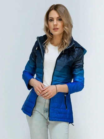 KURTKA OMBRE Z KAPTUREM CHABROWO-GRANATOWA (W616)