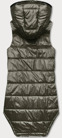 Kamizelka z geometrycznym dołem khaki (B0122-11)