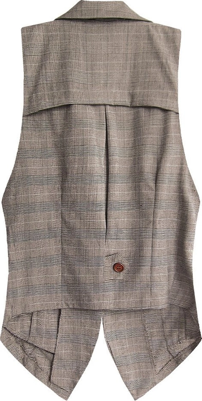ELEGANCKA KAMIZELKA W KRATKĘ SZARO-BRĄZOWA (413ART)