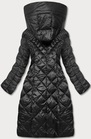 Długa kurtka pikowana damska czarna (ag1-j9082b)