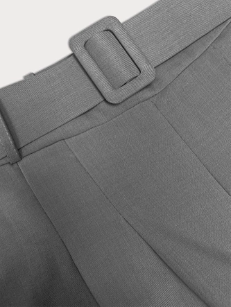 Eleganckie spodnie damskie z paskiem szare (18727)