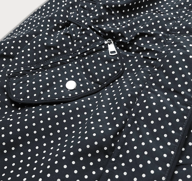 Dwustronna kurtka damska w kropki czarno-karmelowa (m-111)