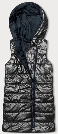 Damska kamizelka z asymetrycznym zamkiem grafitowa (16M9117-105)