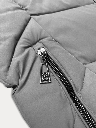 Kurtka zimowa damska plus size do połowy uda S'west szara ciemna (B8306-70)