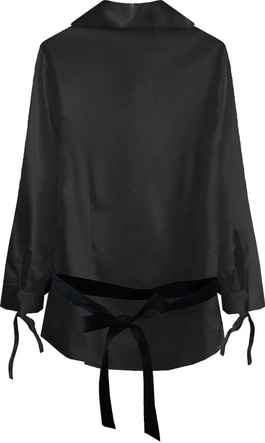 SATYNOWA KOSZULA Z PASKIEM CZARNA (X1003X)