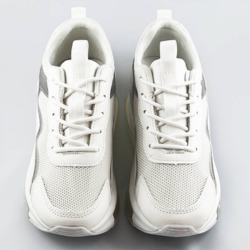 Buty sportowe damskie z transparentną podeszwą białe (ym-148)