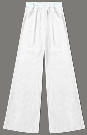 Szerokie spodnie damskie w paseczki białe (18629)