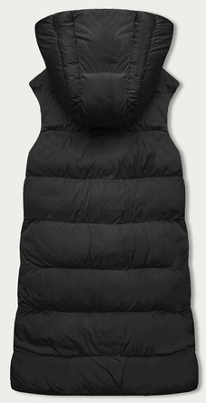 Dwustronny bezrękawnik oversize z kapturem czarny (V724)