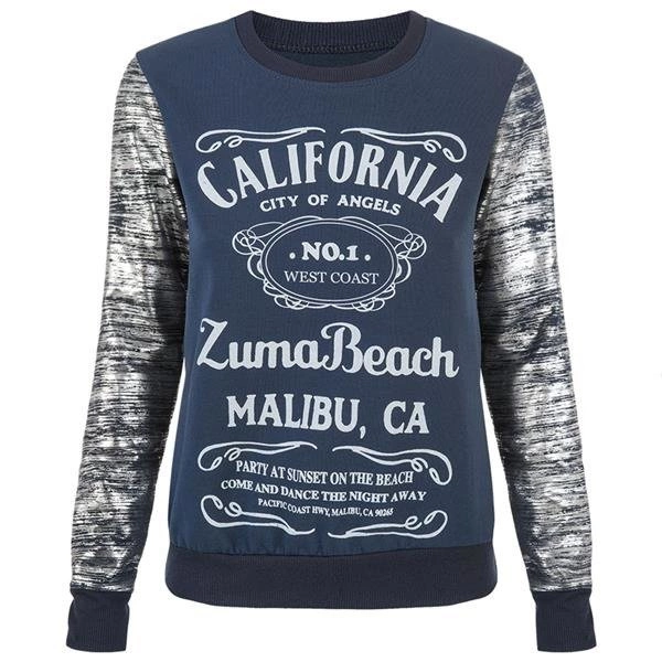 BLUZA Z NADRUKAMI GRANATOWA (CALIFORNIA)