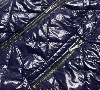 Błyszcząca damska kurtka granatowa (b9756-3)