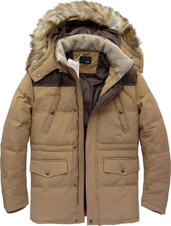 KURTKA ZIMOWA Z PUCHEM NATURALNYM BRĄZOWA (5005)