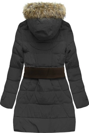 KURTKA Z KAPTUREM I PASKIEM CZARNA (1976)