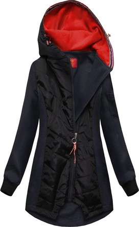 BLUZA Z ŁĄCZONYCH MATERIAŁÓW GRANATOWA (530A)